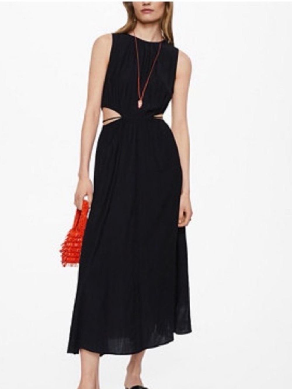 Mango Black Sleeveless Cutout Maxi dress